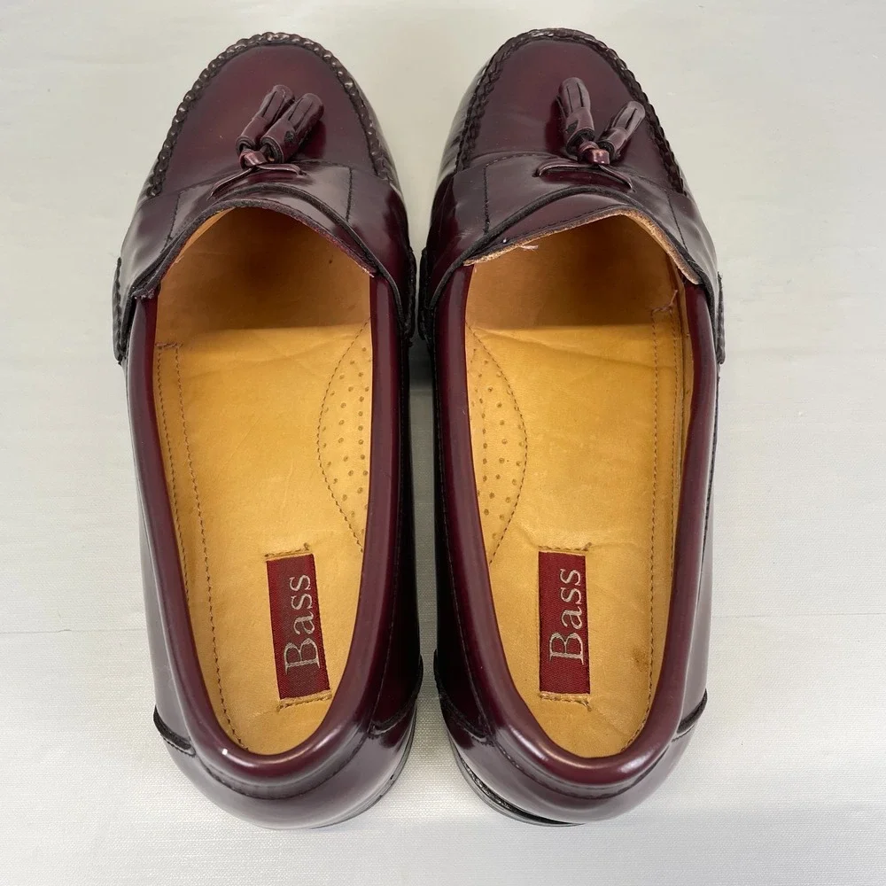 GH Bass & Co Harrison II Tassel Loafers Mens Size 9.5 EE Burgundy Leather Shoes